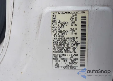 2006 Nissan Xterra S from USA, damaged, VIN 5N1AN08U96C553598